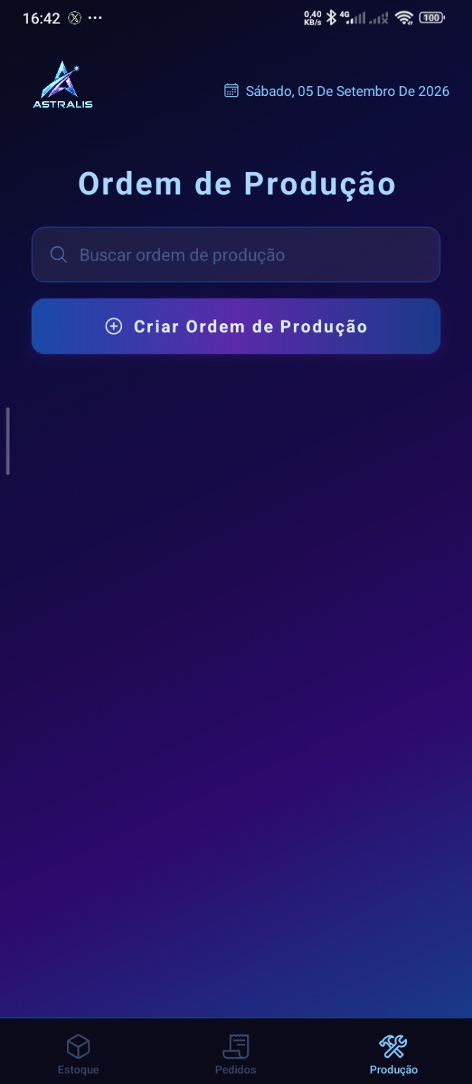 Tela de produção do StockFlow